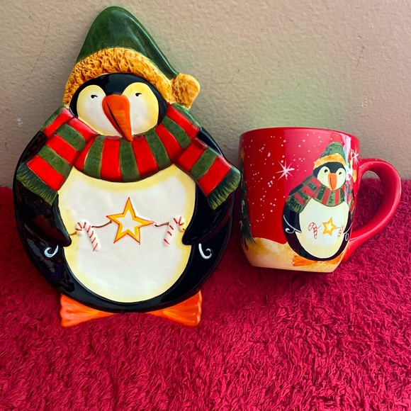 “Christmas Penguin Set of Plate & Mug” - Picture 2 of 11